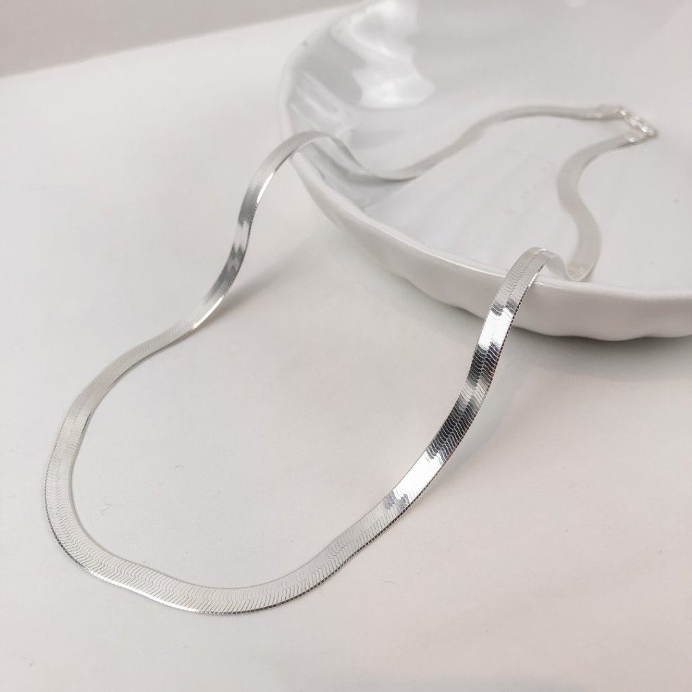 Sterling Silver Herringbone Chain Simple Silver Chain Flat Silver Chain Silver
